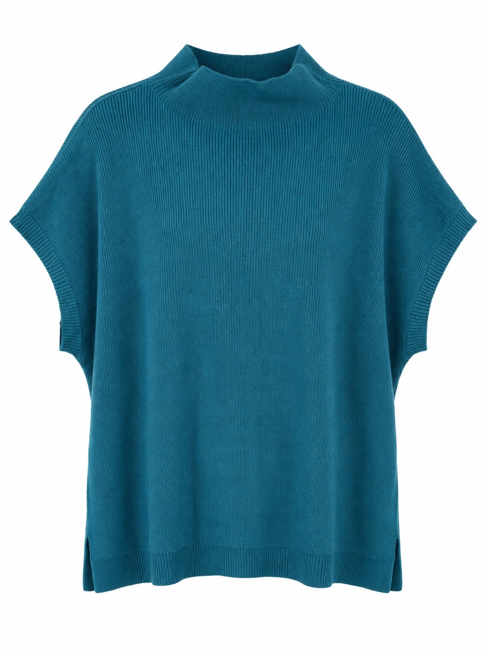 Jodifl Teal Mock Neck Knit Poncho Sweater